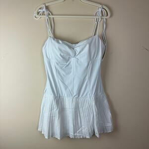 Halara Tennis Dress Womens Large White Pleated Active NWT Sport Golf Pickleball